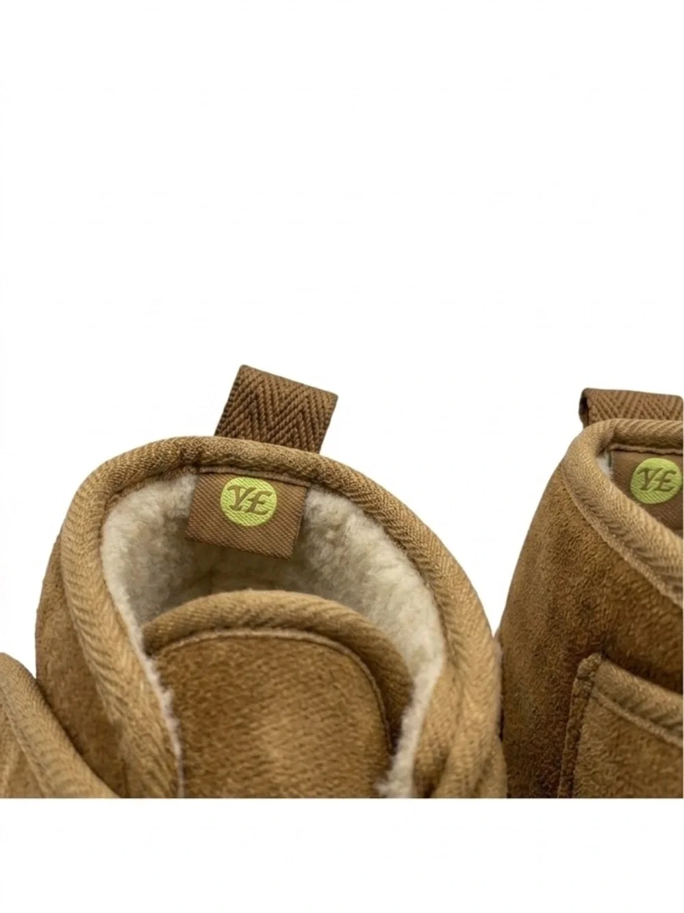 Yellow Earth Kids Tan Suede Shearling Ankle Boots Adjustable Strap Tan Chesnut